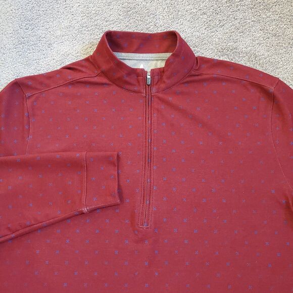 Johnnie O Shirt Mens Medium Red 1/4 Zip Golf Geometric Performance Maroon - Picture 2 of 11